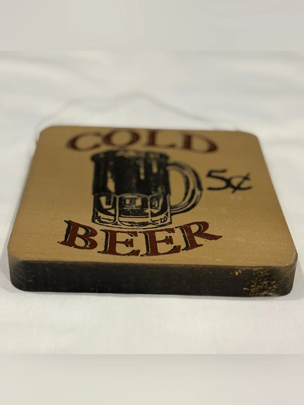 Cold Beer 5 Cents Wooden Sign Rustic Man Cave Decor Bar Plaque Hanging Wall Art